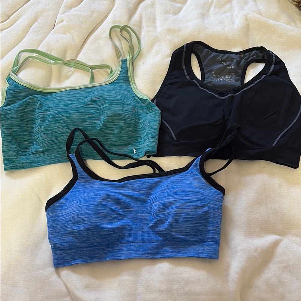 Danskin Stylish Women's Sports Bra Set - Blue, Black, Green Size Medium
